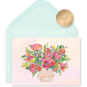 Papyrus Blank Cards with Keepsake Box, Garden Critters (20-Count)(FSC STUDIO BL VASE OF FLOWERS)