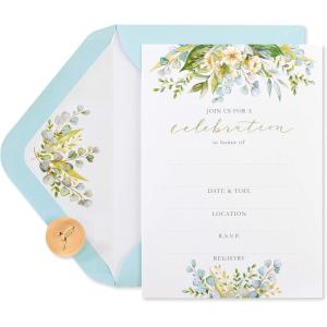 Papyrus Blank Thank You Cards with Envelopes, Floral (12-Count)(Eucalyptus Leaves)