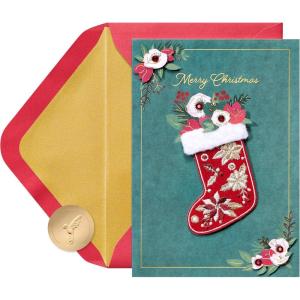 Papyrus Christmas Card (Little Things Add Up)(FSC Floral Stocking)