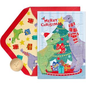 Papyrus Christmas Card for Kids (Decorate the Season with Fun)(FSC Holiday Dinosaurs)