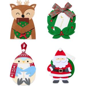 Papyrus Christmas Gift Card Holders, Santa, Reindeer, Penguin and Wreath (4-Count)