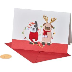 Papyrus Disney Christmas Card, Mickey and Minnie Mouse (Very Merry Christmas)(Christmas Dogs)
