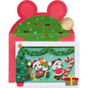 Papyrus Disney Christmas Card, Mickey and Minnie Mouse (Very Merry Christmas)(Mickey and Minnie Shadowbox)