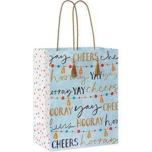 Papyrus Gift Bags (Hooray and Yay) for Birthdays, Weddings, Bridal Showers, Baby Showers and All Occasions (2 Bags, 1 Large 13″, 1 Medium 8.5″)(Hooray – Large Bag)