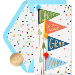 Papyrus Graduation Card Money Holder or Gift Card Holder (Amazing Accomplishment)(FSC Grad Pennants)