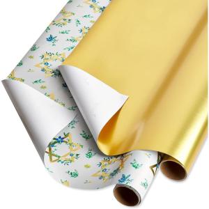 Papyrus Hanukkah Wrapping Paper Rolls, Star of David, Gold (2 Rolls, 45 sq. ft.)(Star of David and Gold)