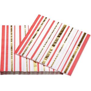 Papyrus Lunch Napkins, Gold & Red Stripes (20-Count)