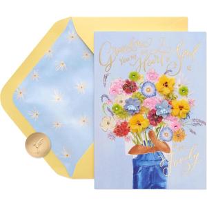 Papyrus Mothers Day Card for Grandma (Holding Us Together)(FSC Child Bringing Flowers)