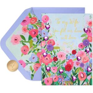 Papyrus Mothers Day Card for Wife from Husband (Beautiful Life and Family)(FSC Painterly Floral Hearts)