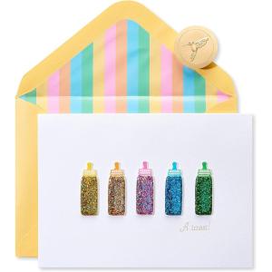 Papyrus New Baby Card (Magical Moment)(Glitter Baby Bottles)