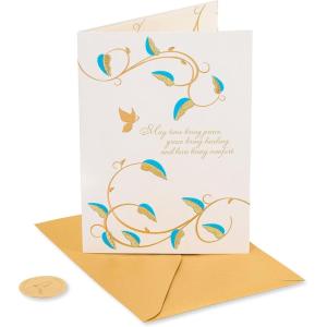 Papyrus Sympathy Card (Wishing You Comfort and Peace)(Teal and Gold)