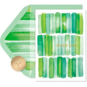 Papyrus Sympathy Thank You Cards with Envelopes, Eucalyptus Leaves (20-Count)(FSC UBN TY GOLD GREEN STRIPES)