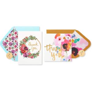 Papyrus Thank You Cards with Envelopes, Flower and Butterfly Gems (2-Count)(Floral)