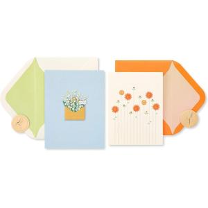 Papyrus Thank You Cards with Envelopes, Flower and Butterfly Gems (2-Count)(Flowers)