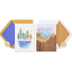 Papyrus Thank You Cards with Envelopes, Flower and Butterfly Gems (2-Count)(Moutains and Trees)