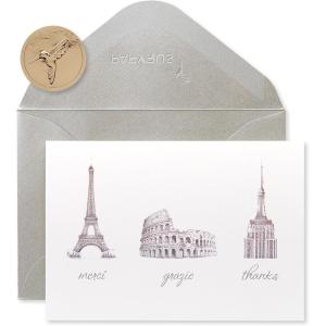 Papyrus Thank You Cards with Envelopes, Merci (14-Count)(World Icons)