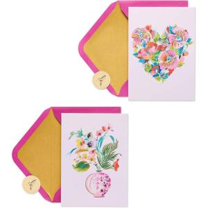 Papyrus Thank You Cards with Envelopes, Succulent (20-Count)(Heart and Floral Boquet)