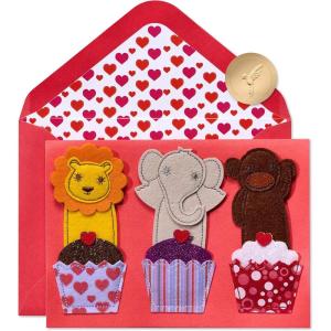 Papyrus Valentines Day Card (Fun and Treats)(FSC ANIMAL FINGER PUPPETS)