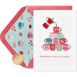 Papyrus Valentine’s Day Card (Mugs and Kisses)(FSC Coffee Cup Pyramid)