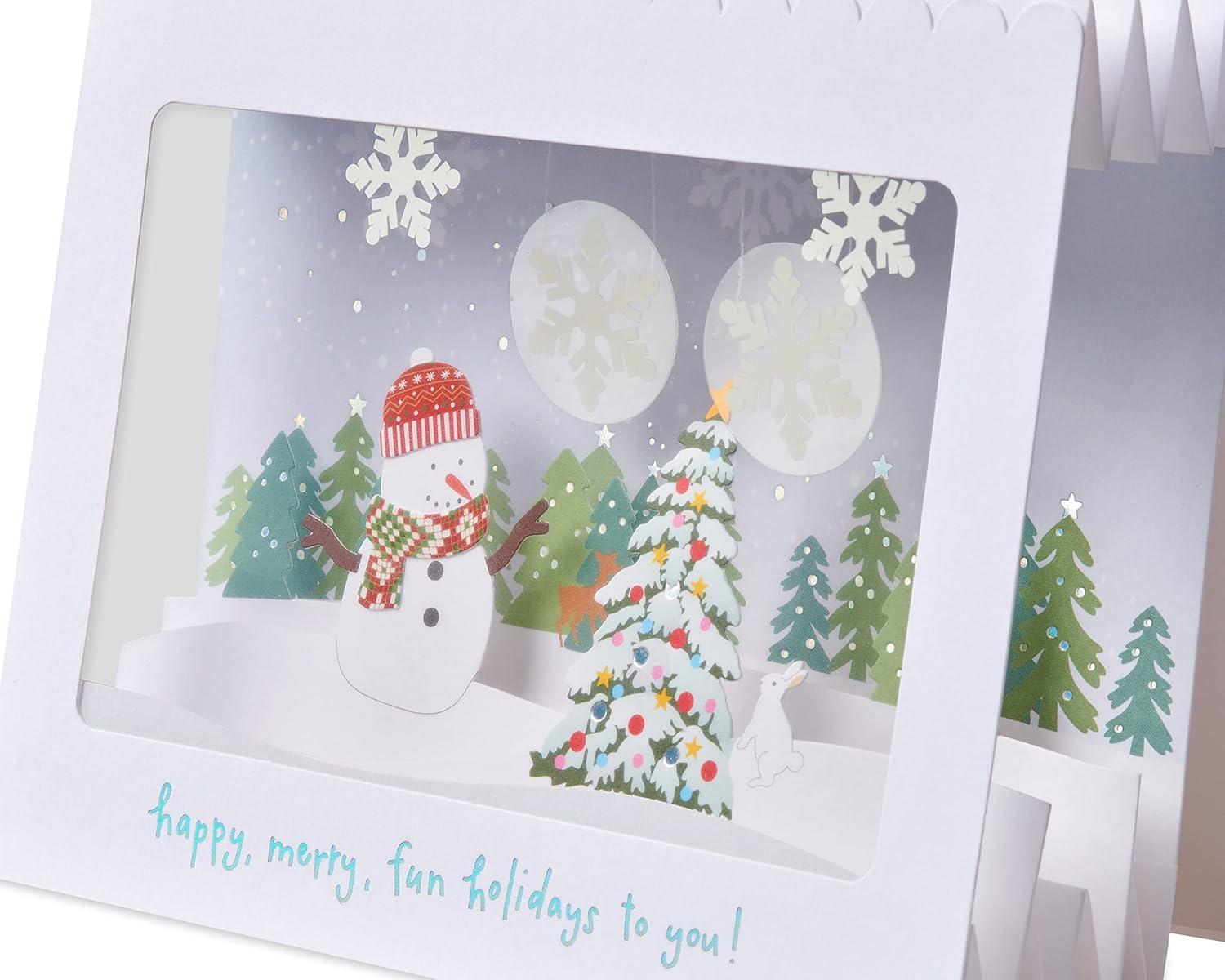 imagePapyrus Blank Christmas Card Happy Merry FunSnowman and Christmas Tree