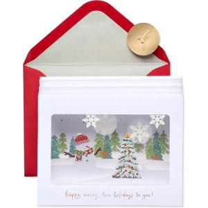 Papyrus Blank Christmas Card (Happy, Merry, Fun)(Snowman and Christmas Tree)