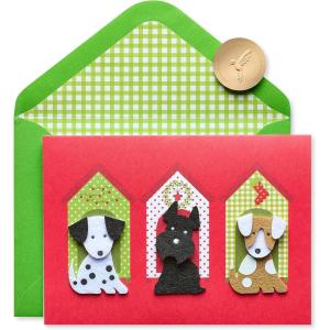 Papyrus Dog Christmas Card (Warm & Fuzzy)(Dog Houses)