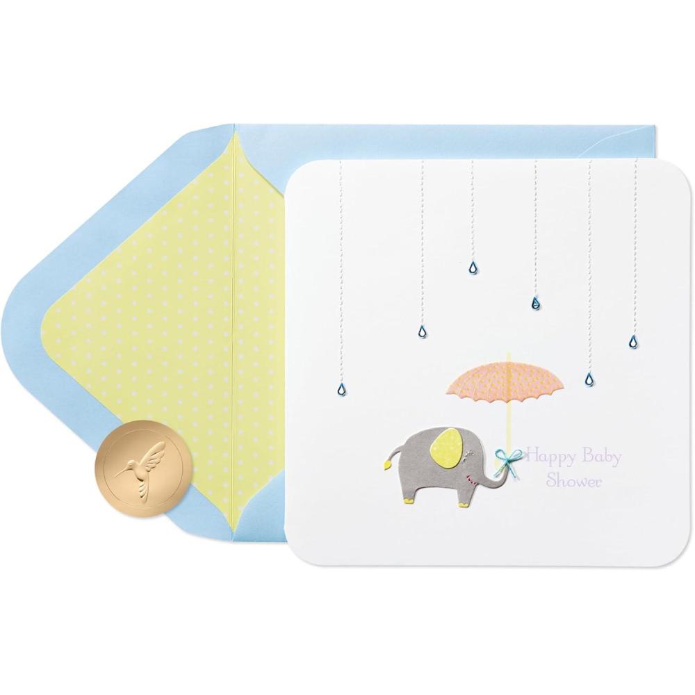 imagePapyrus Baby Shower Card Sweet BabyRAINDROPS UMBRELLA AND ELEPHAN