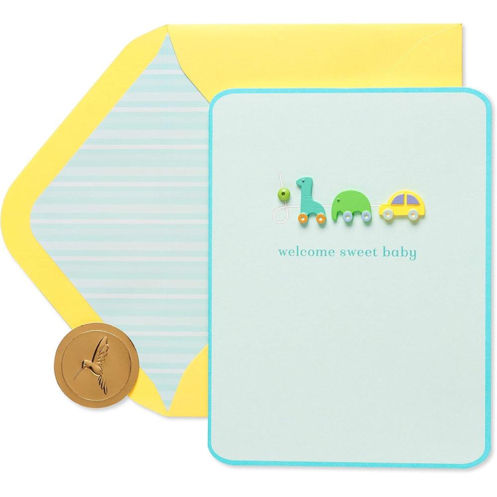 imagePapyrus New Baby Card New Little OnePullToy Animals