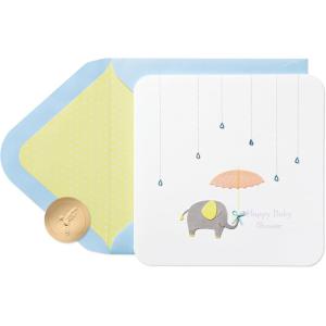 Papyrus Baby Shower Card (Sweet Baby)(RAINDROPS UMBRELLA AND ELEPHAN)