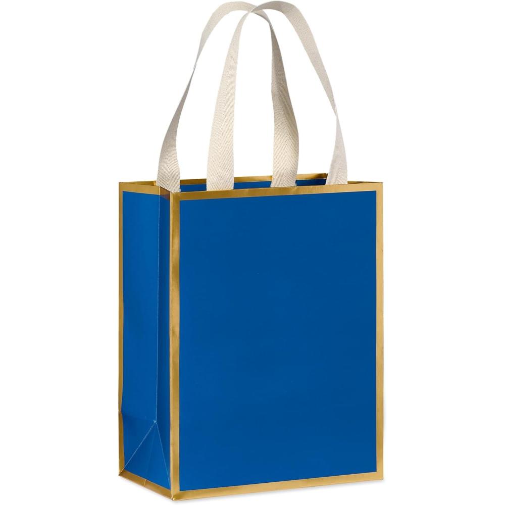 imagePapyrus 9quot Medium Gift Bag Blue and Gold for Birthdays Weddings Anniversaries and All Occasions 1 BagGold and Blue