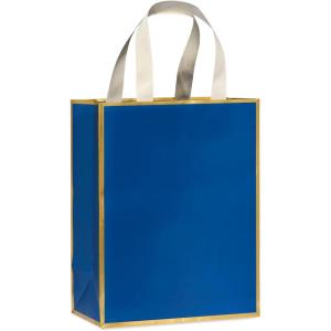 Papyrus 9″ Medium Gift Bag (Blue and Gold) for Birthdays, Weddings, Anniversaries and All Occasions (1 Bag)(Blue and Gold)