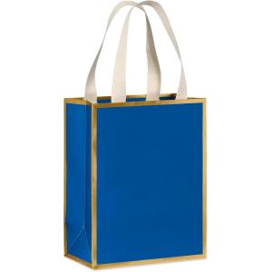 Papyrus 9″ Medium Gift Bag (Blue and Gold) for Birthdays, Weddings, Anniversaries and All Occasions (1 Bag)(Gold and Blue)