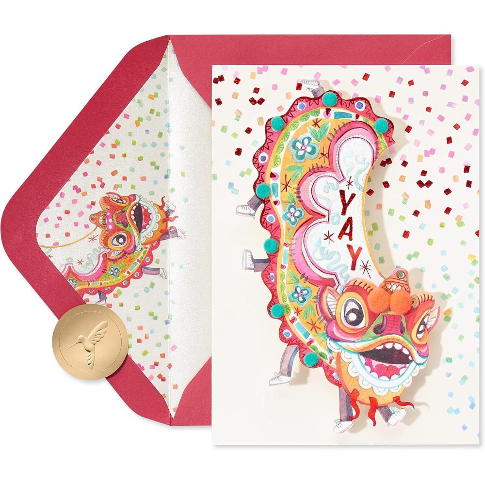 imagePapyrus Blank Chinese New Year Card Zodiac SpinnerLion Parade