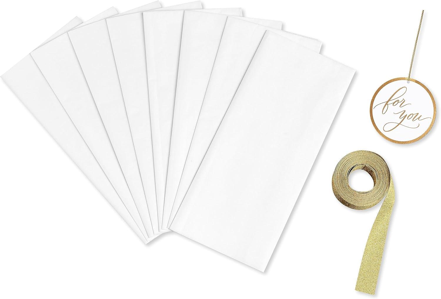 imagePapyrus Gift Box Set for Christmas Hanukkah Kwanzaa and All Holidays White and Gold 4 Boxes 4 Gift Tags One Ribbon 8 Sheets of Solid Tissue