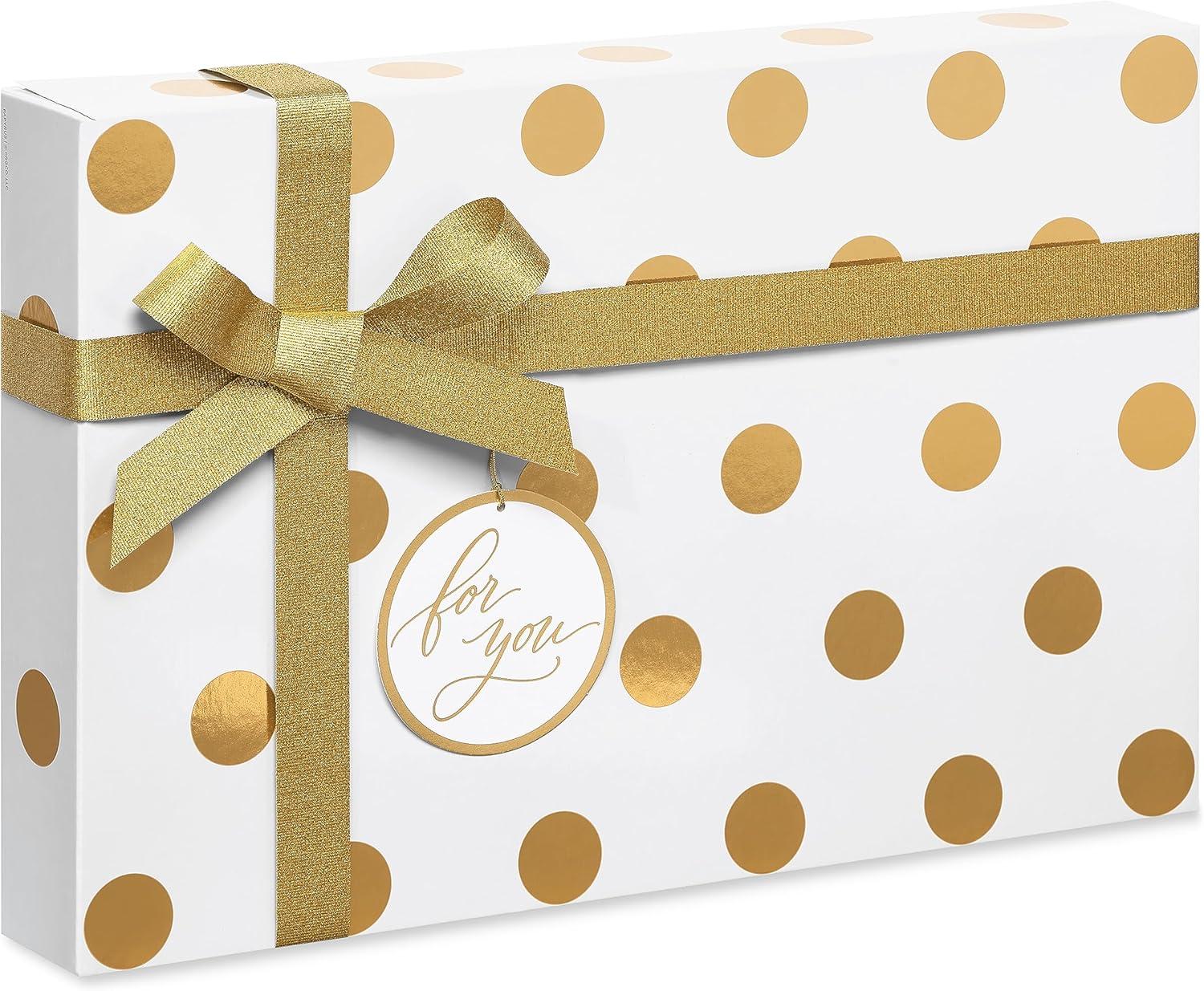 imagePapyrus Gift Box Set for Christmas Hanukkah Kwanzaa and All Holidays White and Gold 4 Boxes 4 Gift Tags One Ribbon 8 Sheets of Solid Tissue