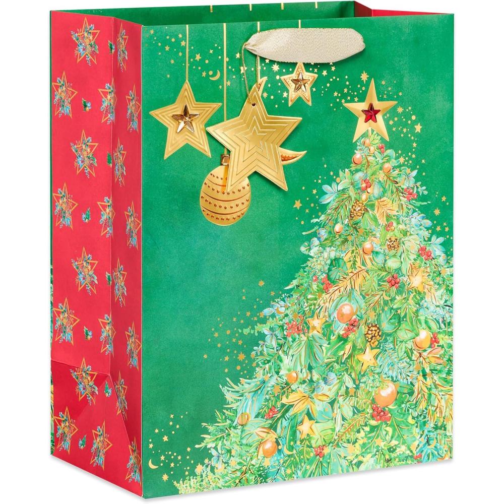 imagePapyrus 9quot Medium Christmas Gift Bag Celestial Evergreen 1 BagFSC LG BAG CELESTIAL EVERGREEN