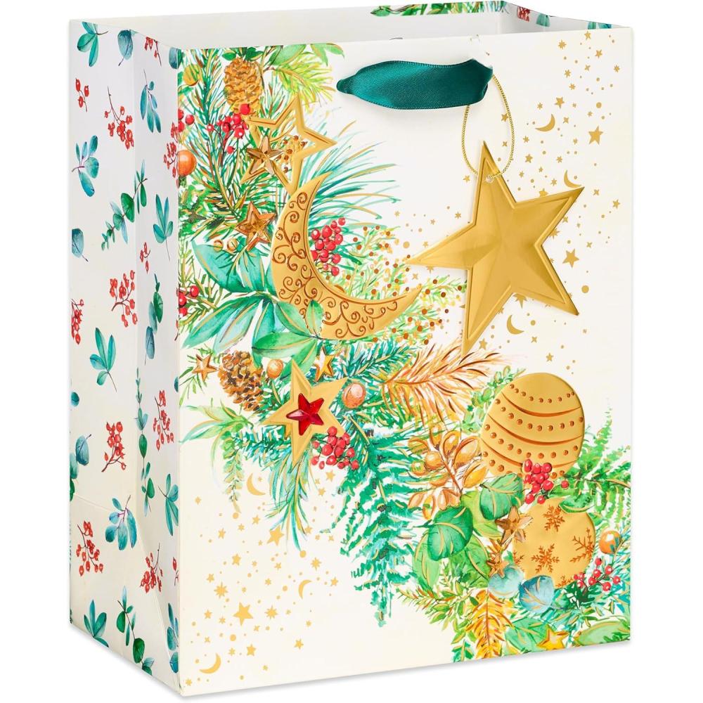 imagePapyrus 9quot Medium Christmas Gift Bag Celestial Evergreen 1 BagFSC MED BAG CELESTIAL EVRGREEN