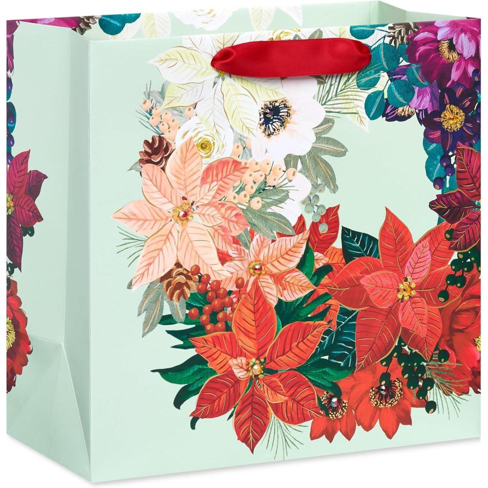 imagePapyrus 9quot Medium Christmas Gift Bag Watercolor Ornaments 1 BagHoliday in Bloom