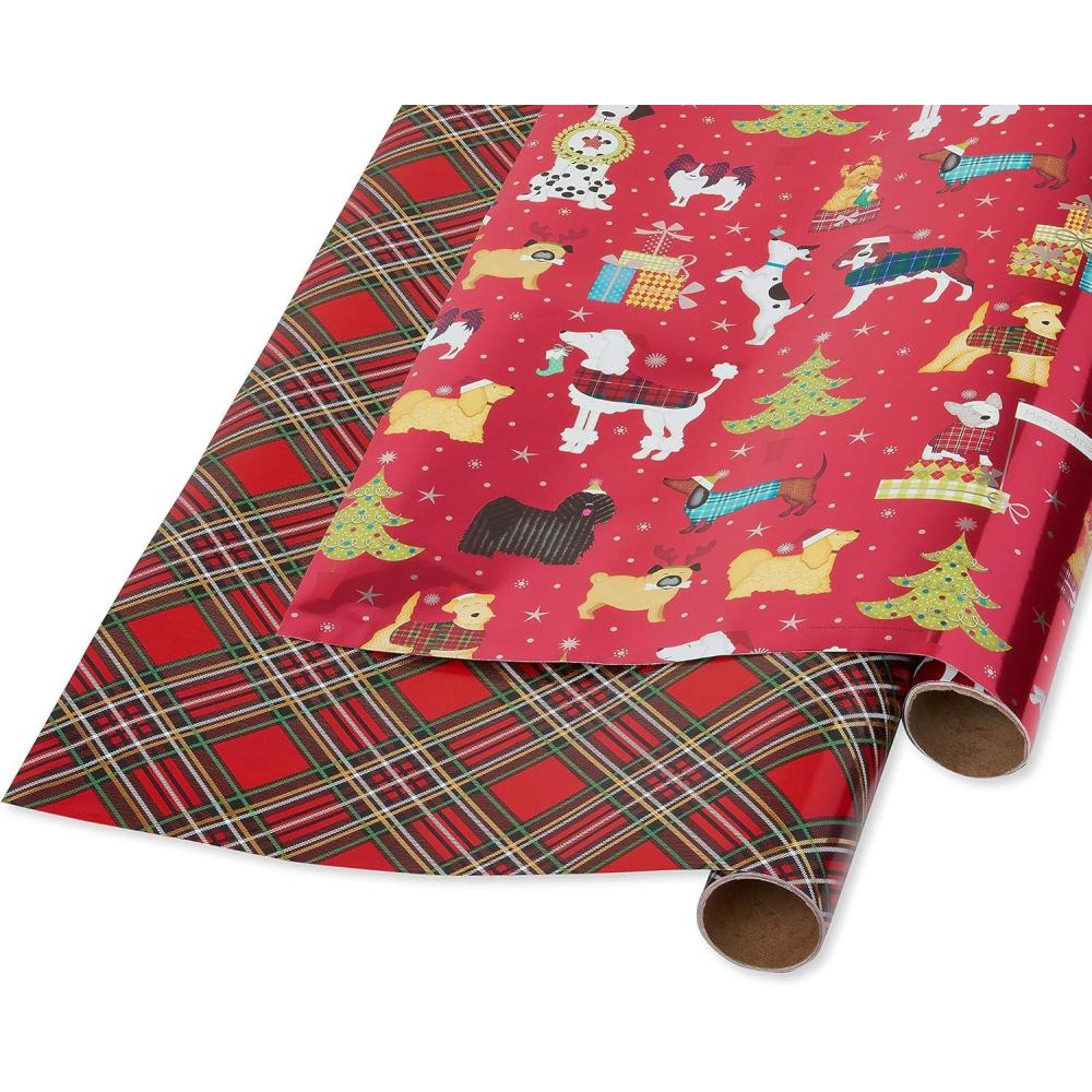 imagePapyrus Christmas Wrapping Paper Rolls for Kids Forest Friends Festive Friends Koalas 3 Rolls 90 sq ftHoliday Chic and Dogs