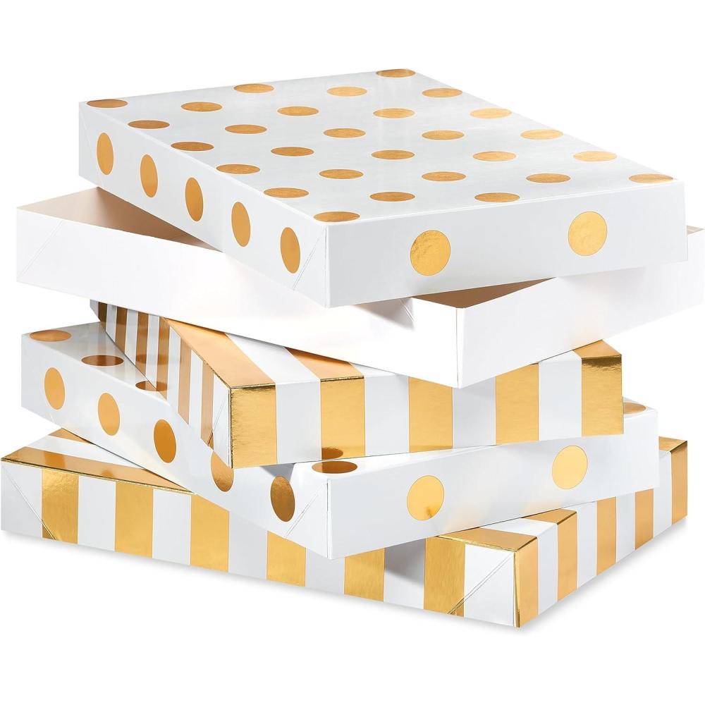 imagePapyrus Gift Boxes for Christmas Hanukkah Kwanzaa and All Holidays White and Gold 4 Boxes