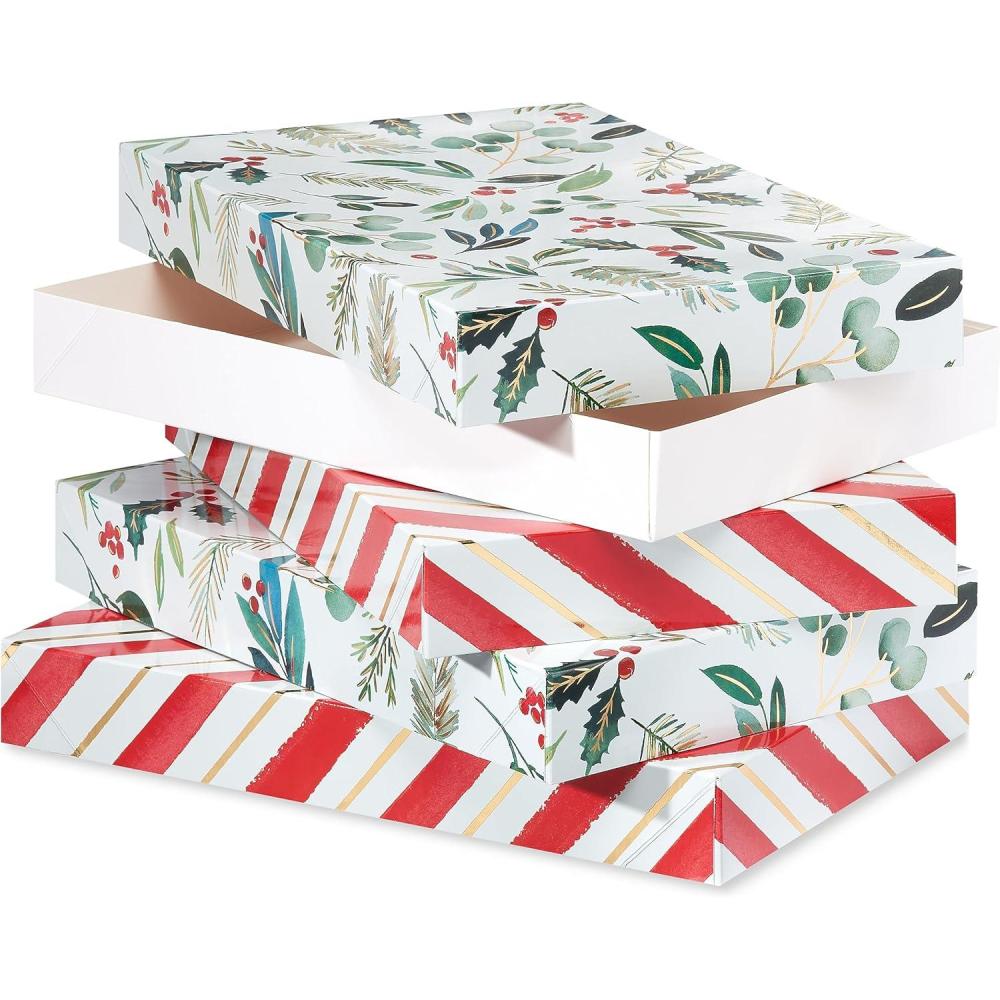 imagePapyrus Gift Boxes with Lids for Christmas and All Holidays Red Holly 4 Boxes
