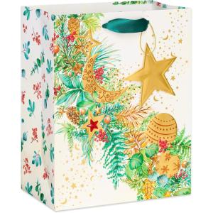 Papyrus 9″ Medium Christmas Gift Bag, Celestial Evergreen (1 Bag)(FSC MED BAG CELESTIAL EVRGREEN)