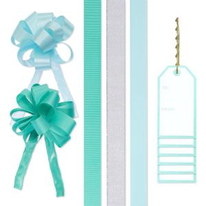 Papyrus Christmas Gift Tags, Ribbons and Bows for Gift Wrapping, Icy Blue and Grey (10-Count)