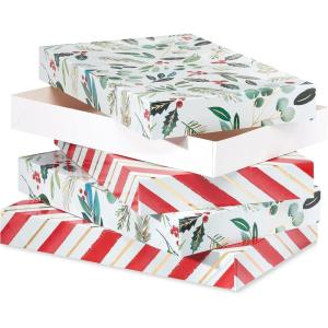 Papyrus Gift Boxes with Lids for Christmas and All Holidays, Red Holly (4 Boxes)