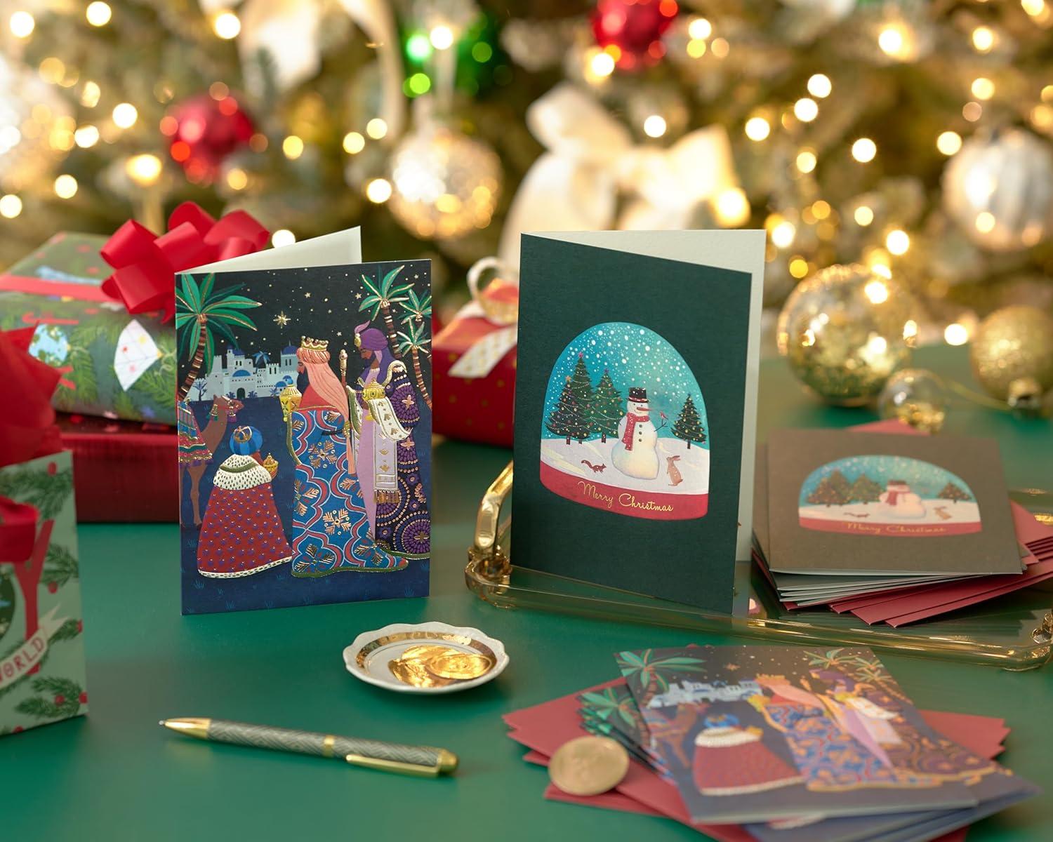 imagePapyrus Christmas Cards Boxed with Envelopes Joy and Wonder 12CountFSC ARIA FOREST SNOWGLOBE