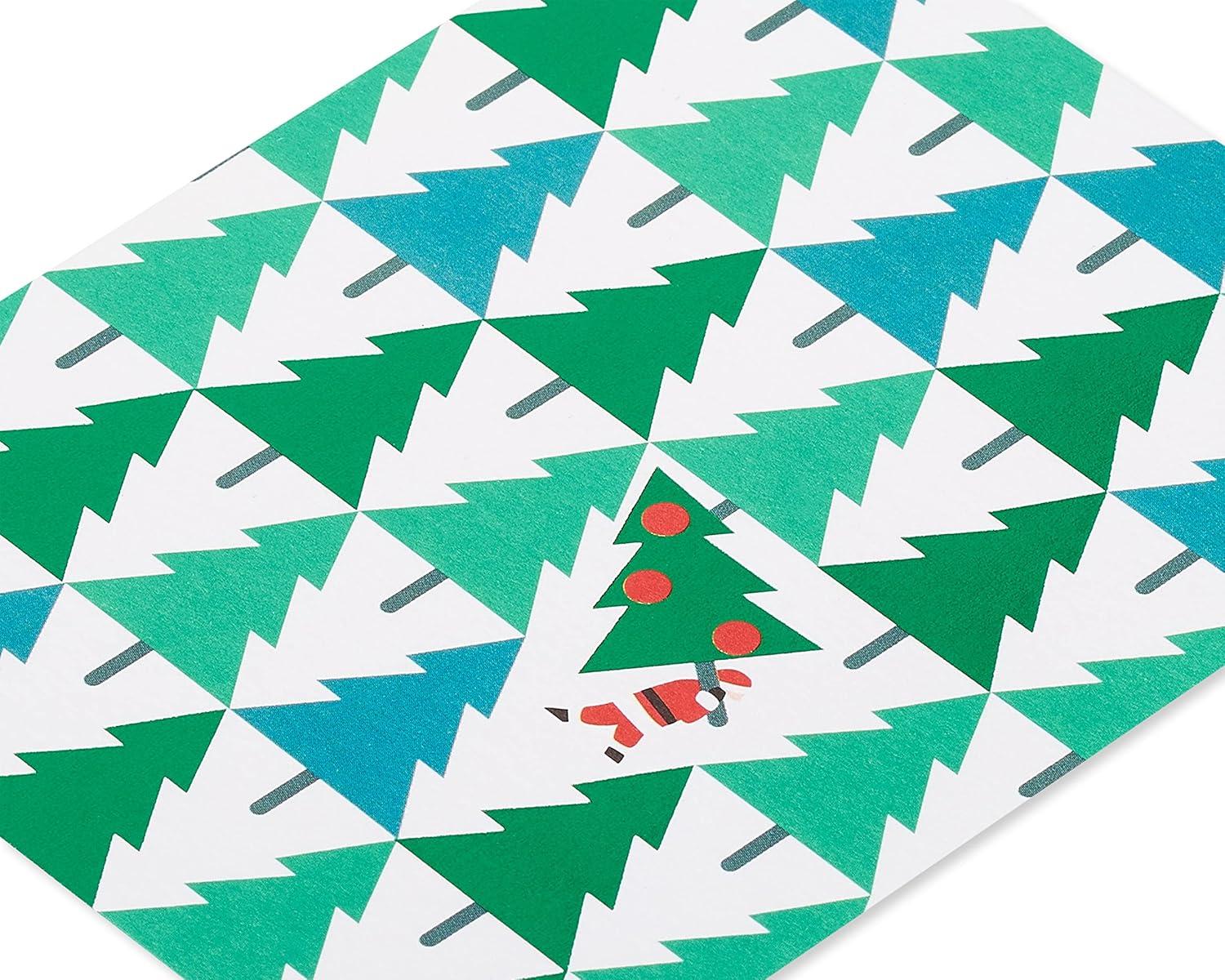 imagePapyrus Petite Christmas Cards Boxed with Envelopes ampamp Signature Hummingbird Seals Pine Trees with Santa 20CountGlitterFree Pine Trees with Santa