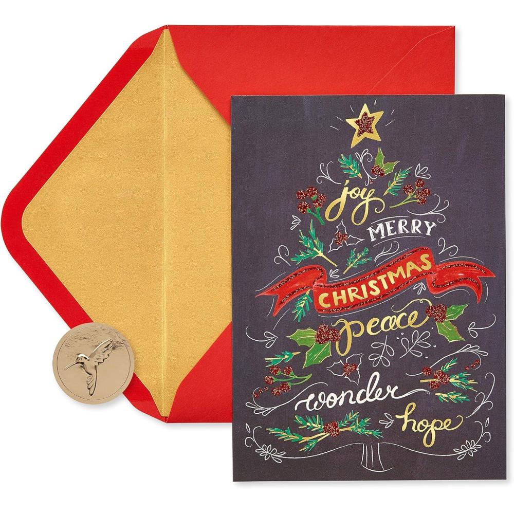 imagePapyrus Boxed Christmas Cards with Envelopes Joy to You Wreath 20CountChalkboard Holiday Tree