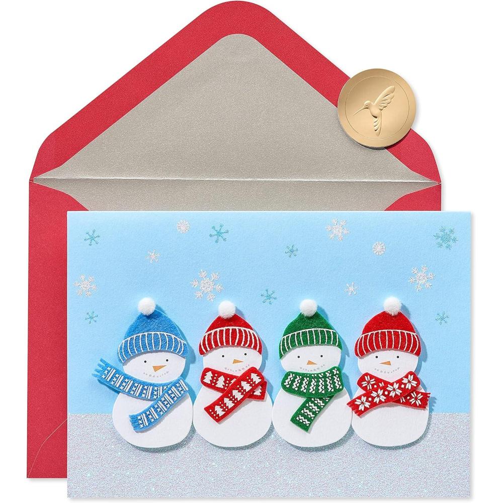 imagePapyrus Boxed Christmas Cards with Envelopes Warmest Wishes GlitterFree Snowmen 8CountHandmade Holiday Snowman