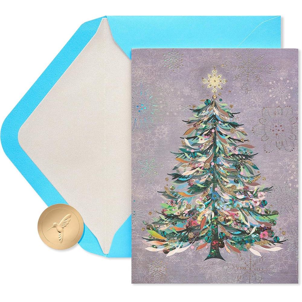 imagePapyrus Christmas Cards Boxed with Envelopes Warmest Wishes Vintage Floral 14CountFestive Holiday Tree