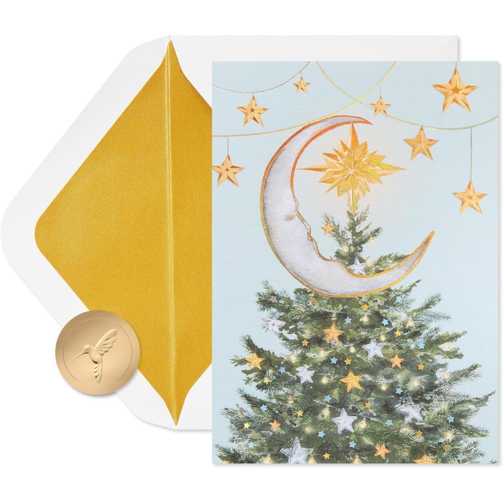 imagePapyrus Christmas Stationery with Envelopes All is Bright 16CountFSC SONATA MOON TREE TOPPER